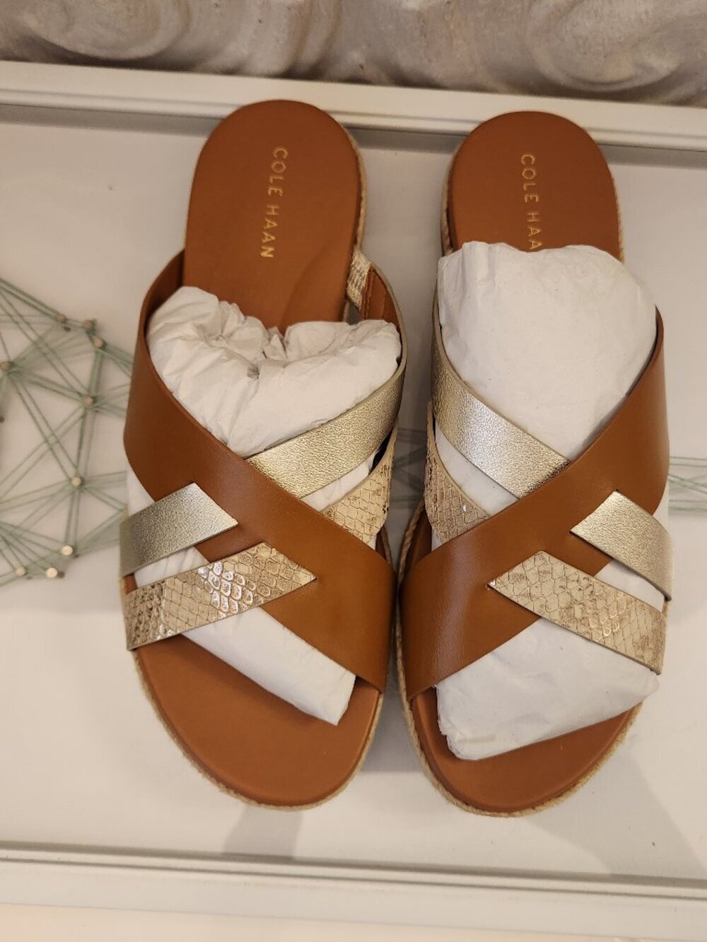 Cole Haan Leather Multi Strap Slide Sandals. NIB. Size 7 - Picture 4 of 12